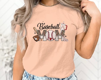 Camiseta de mamá de béisbol, estampado de leopardo, ropa para fanáticos de los deportes, camiseta de mamá de moda, regalo de madre de softbol, sudadera de mamá