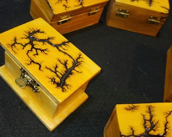 Caja de regalo de madera quemada de alto voltaje de Lichtenberg