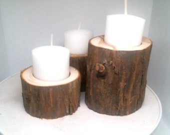 Candelabro de madera natural