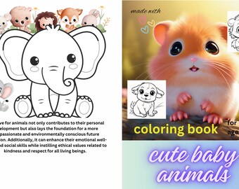 45 Cute Baby Animals Coloring book for kids ages 3-8
