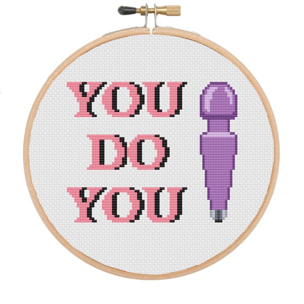 You Do You Vibrator Cross Stitch Pattern, Magic Wand Massager embroidery, Sexy Subversive Sewing Design, Pink And Purple Cute Handmade Craft