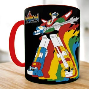 Voltron Galaxy Defenders Ceramic Mug, colorful Retro Robot Geeky Gift, Coffee and tea Cup, Kitchen Decor.