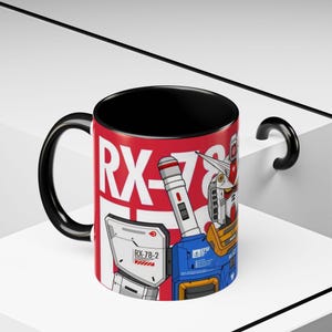 Gundam Rx-78 Mug, Anime Coffee Cup, 11oz & 15oz, Robot Enthusiast Gift, Gunpla Model Kit, Mobile Suit Gundam, Geek Decor, Microwave Safe