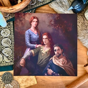 Impressão de cartão postal fosco Loki, Sigyn e Odin: arte mitológica, presente de fã de Loki, inspiração nórdica