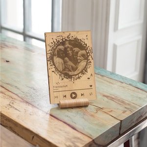 Gepersonaliseerde houten lettermuziekmotief [houten kaart, gepersonaliseerd cadeau, kaart voor vriend]