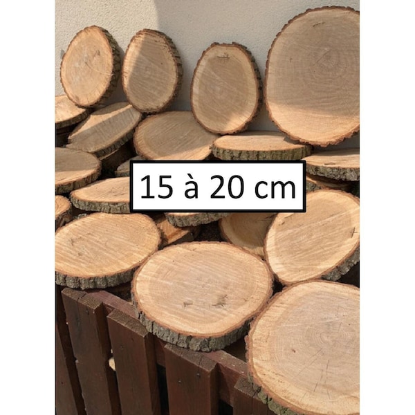 Rondins de bois 15 à 20cm de large, tranches, disques, tronçons, diy, rondelles, lame de bois décoratives, thème champêtre bohème