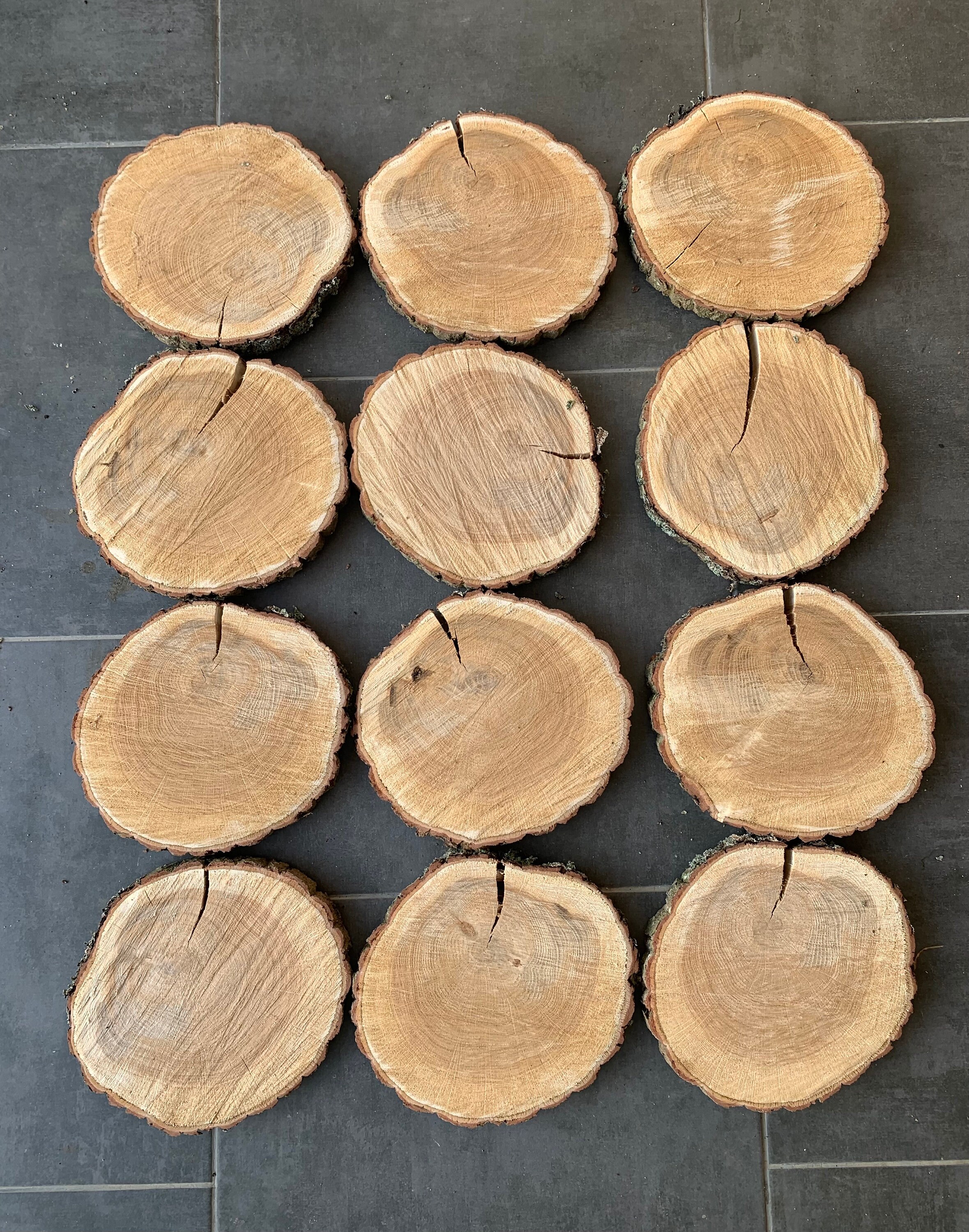 30 Rondelles/Tranches De Bois Naturel 3.5-4.0 Cm Pour Artisanat Et Décoration