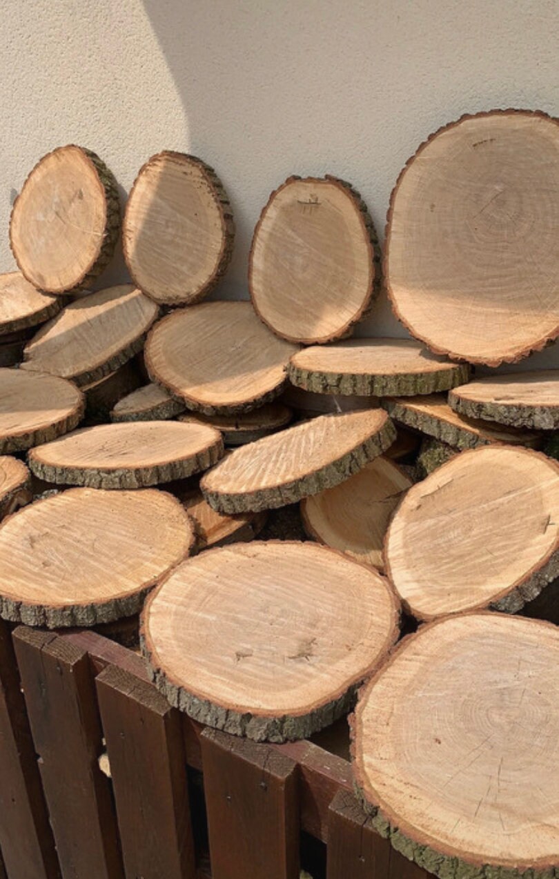 Rondelles Bois écorce Artisanat Lot De 30 Tranches De Bois Rondes De 9 à 10 Cm, Cercles En Bois Brut Pour Loisirs Créatifs Rondin Bois 10cm