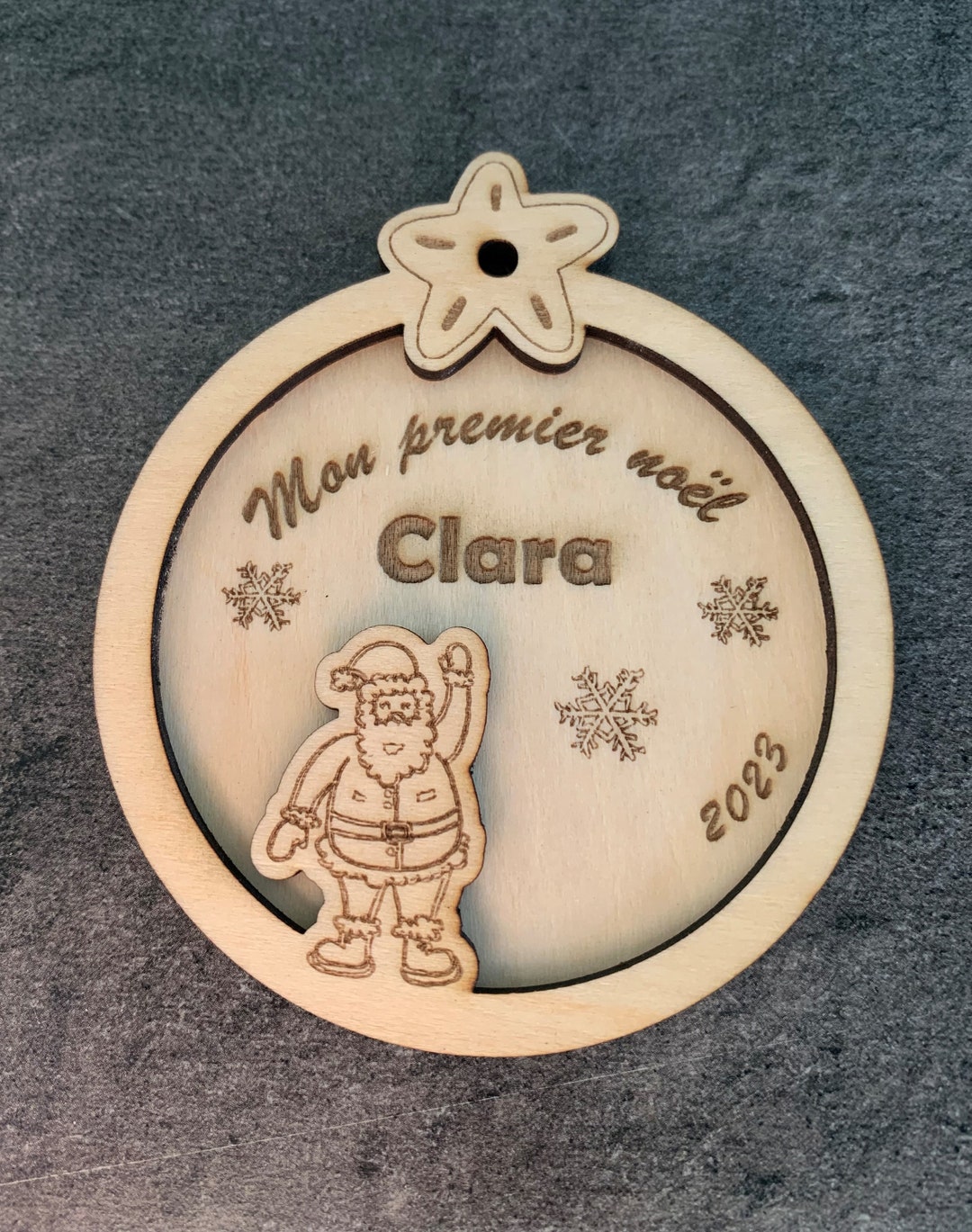 Boules Mon premier Noël, sapin, PèreNoël, prénom, guirlande, 1er Noël