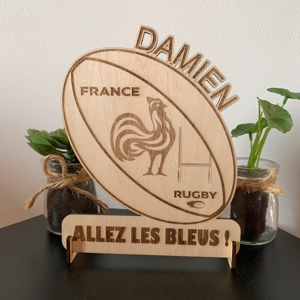 Cadre Équipe de France de rugby, blason sportif personnalisé, FFR, coupe du monde, autres équipes sur demande