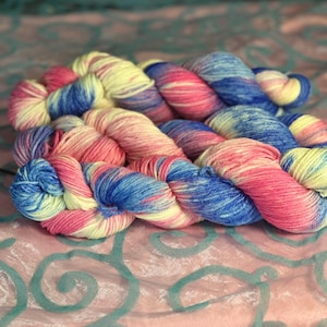 PRIDE Trans Flag-hand dyed-yarn-merino wool-hank-fingering weight-sock weight-DK Weight-Worsted Weight-crochet-knitting-Teddy Bulky