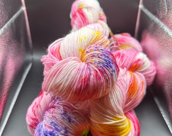 Spring Splatter - Hand dyed-yarn-merino wool-Hank- fingering weight-sock weight - crochet yarn - knitting yarn