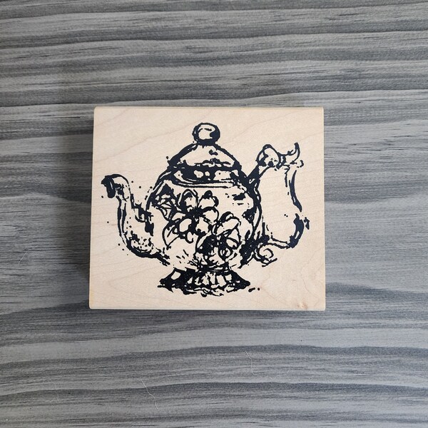Teapot Rubber Stamp Etsy