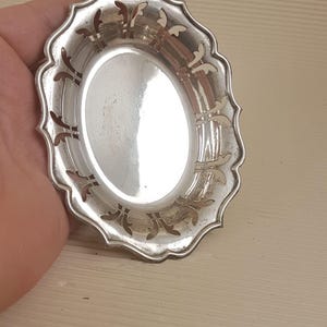 Vintage mini oval bowl silver plated metal antique