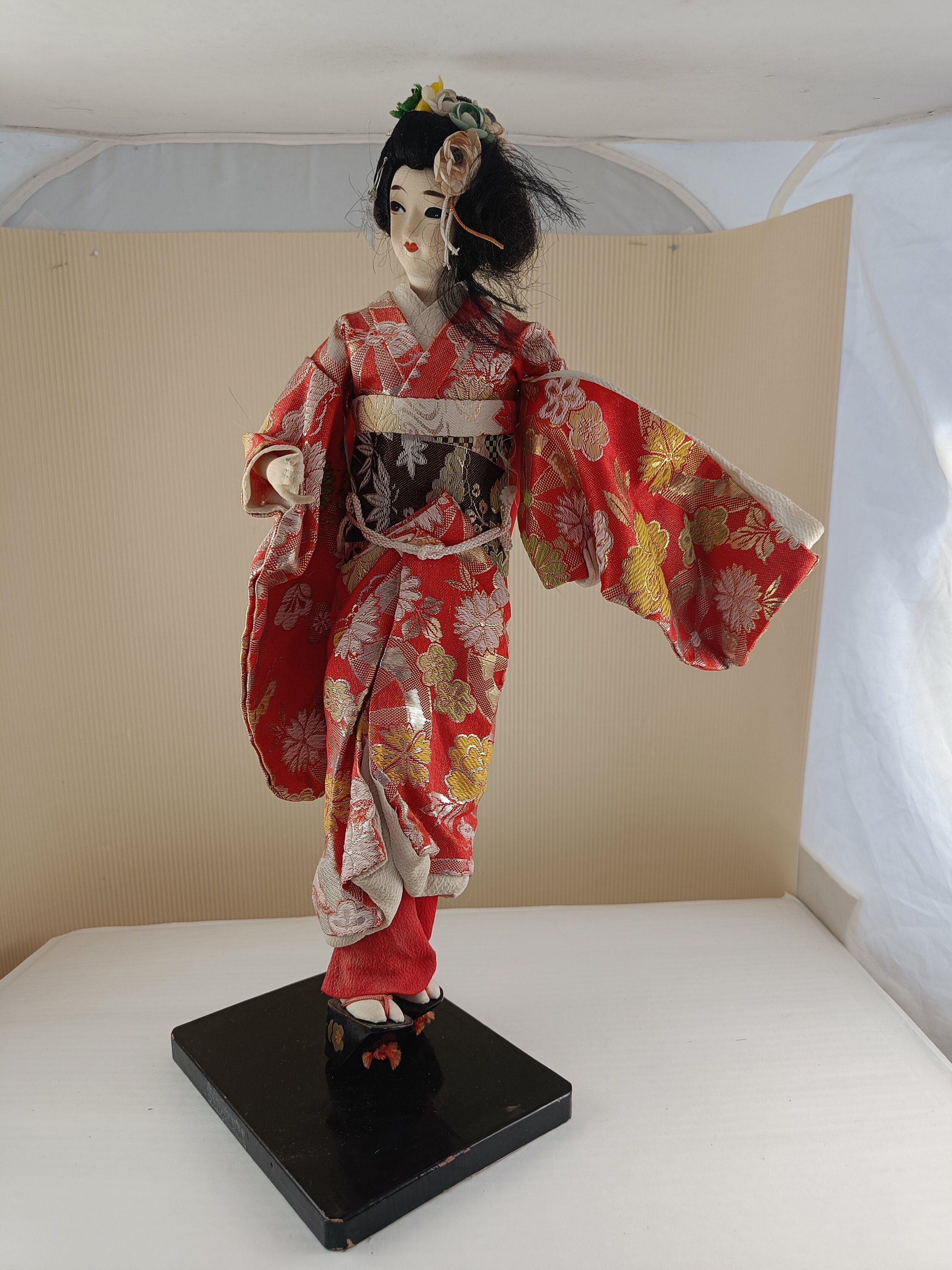 Vintage Geisha Doll Textile Floral Kimono Girl Made in Japan Etsy
