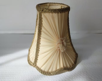 Antique Boudoir Lidded Lamp Shade. Champagne Off White Beige. Delicate Gauze and Lace Gorgeous and Lavish Hand Tailored Details.