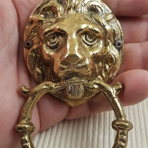 Antique Vintage Style Brass Lion Head Door Knocker, Towel Ring