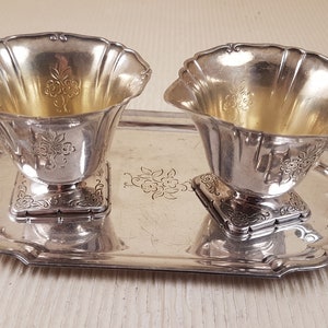 Vintage Set Silver Plated Swedish Sugar bowl creamer