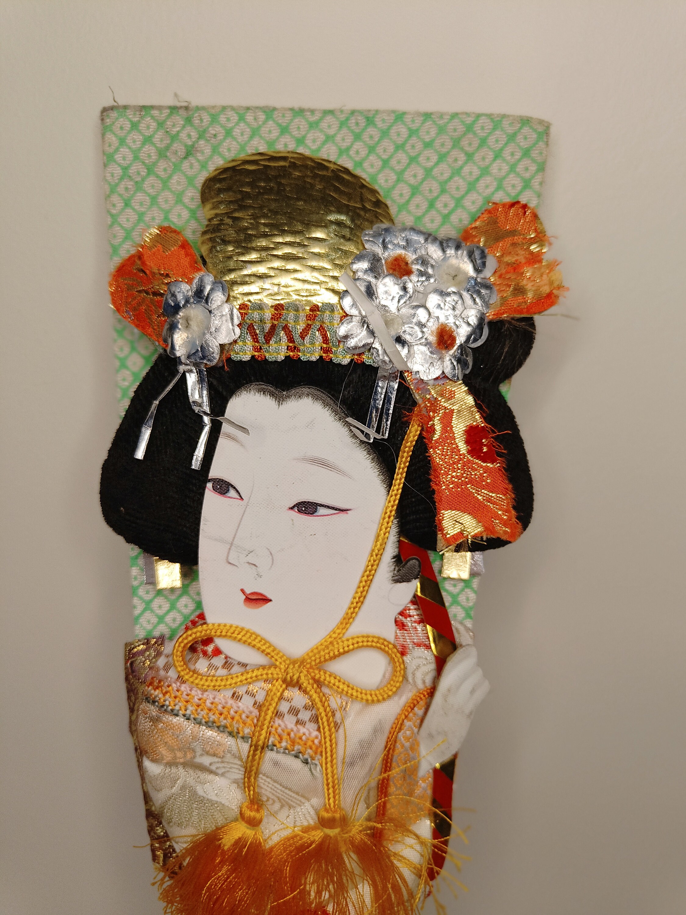 Japanese Geisha Hagoita Wooden Fan Paddle Vtg Hanetsuki Japanese Geisha Hagoita Wooden Fan Paddle Vtg Hanetsuki