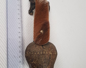 Vintage Austrian Brass Cow Bell with fur