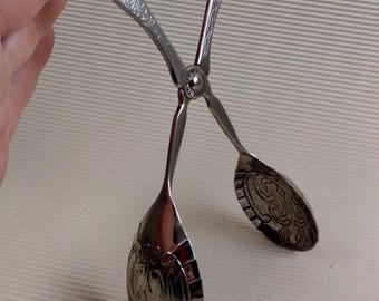 Vintage sierlijke verzilverde saladetaart of tosti-ijzer schaar