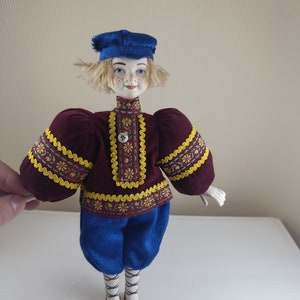 Vintage russian folklore doll boy handpainted national costume