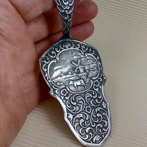 Ozdobny serwer do ciasta Vintage Holland Nóż do ciasta Fleur De Lis Uchwyt Nóż do ciasta Cherubin Łopatka do serwera do ciasta