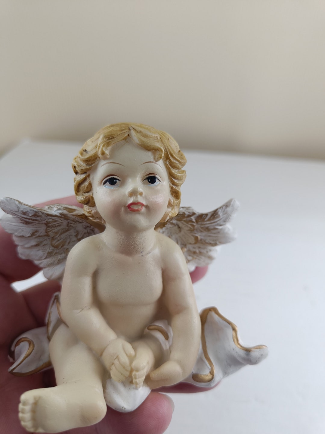 Vintage Cherub Figurine Angel Sitting Etsy