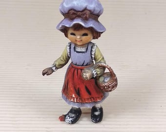 Ornamento vintage in plastica rigida Bradford Novelty del 1983, ragazza