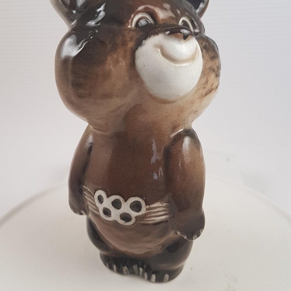 VINTAGE porcelain Figurine Olympic Bear 1980 USSR Hand Painted statuette