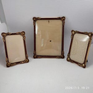 Oude messing fotolijst, gemaakt in Denemarken, messing filigraan, reliëfglas, antiek, hoogte in cm
