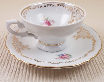 Vintage porcelain cup with plate antique import porcelain