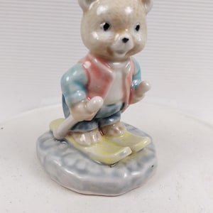 Vintage Cute Tiny Teddy Bear Figurine porcelain