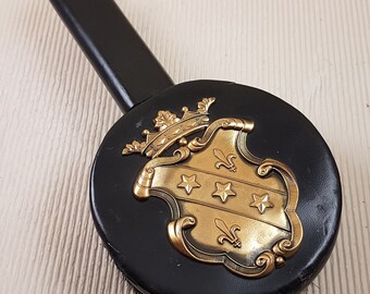 Vintage brush antique wooden black with gold coat of arms Germany