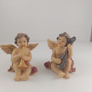 Vintage Cherub Figurines angels playing music