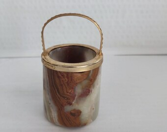 Vintage Minieimer aus Onyx-Marmor für Ringe