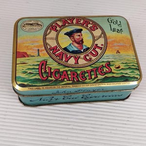 VTG Players Navy Cut Cigarette Tin MidCentury Very Good Condition