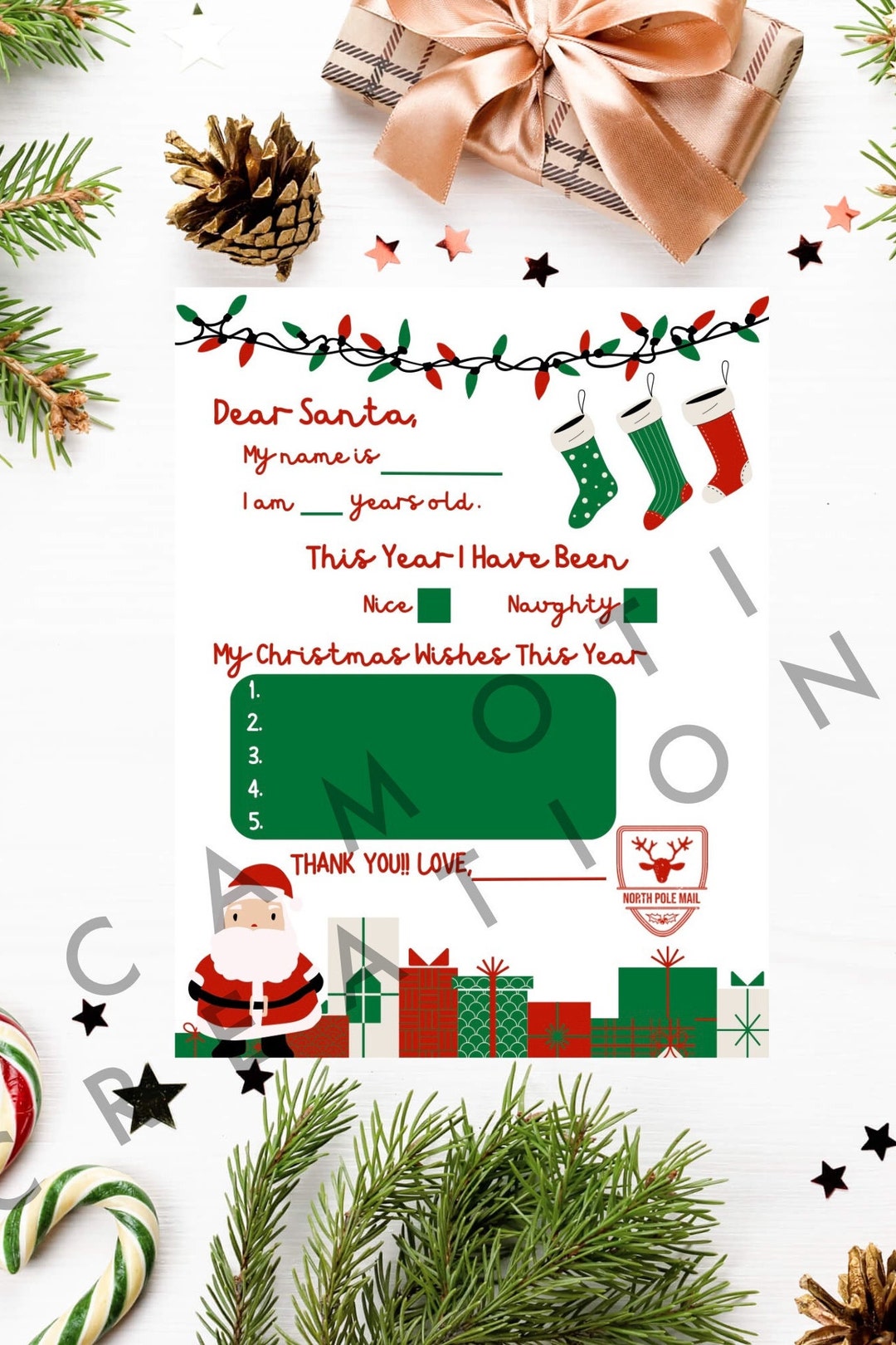 Letter to Santa Printable PDF Easy to Print Letter to Santa - Etsy