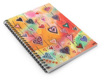 Whimsical Hearts Spiral Notebook - Ruled Line