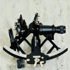 Vintage Tamaya Sextant – Aluminum Ship Navigation Instrument | Black Powder Coated Functional Sextant