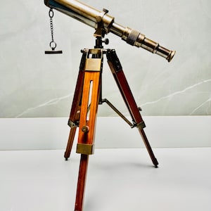 Personalized Brass Spyglass – Tabletop Telescope for Dad, Husband | Custom Engraved Nautical Gift