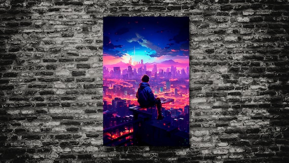 Cyberpunk Cityscape Art – Futuristic Sci-Fi Digital Print (JPG & PNG)
