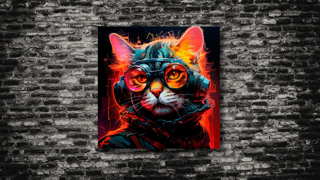 Neon Cyberpunk Cat Art – Futuristic Wall Decor (digital Download) - Etsy