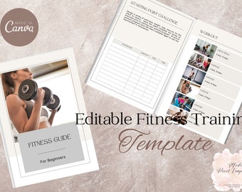 Plantilla de libro electrónico de fitness / Libro guía de salud y nutrición / Plantilla Canva editable prediseñadas / Libro electrónico de programa de entrenamiento