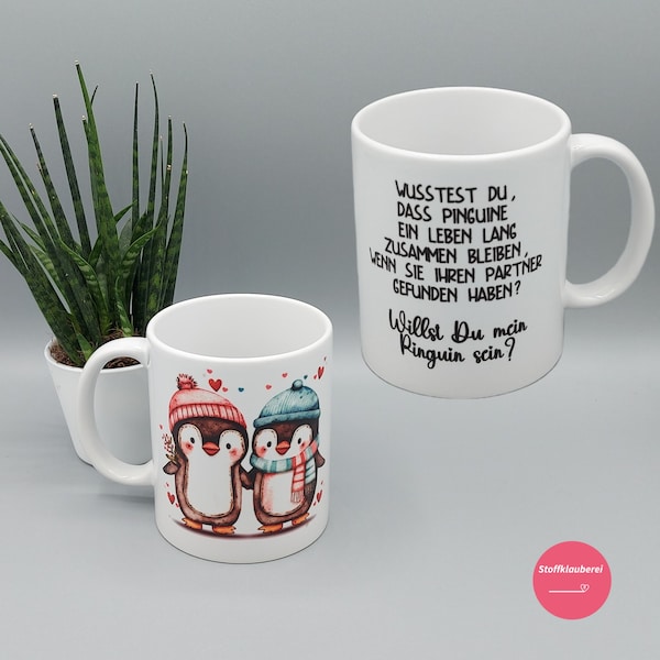 Tasse, Kaffeetasse, Teetasse, Kaffeebecher, verliebte Pinguine