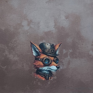 Kunstleder, Panel, 17×25 cm, Steampunk Fuchs