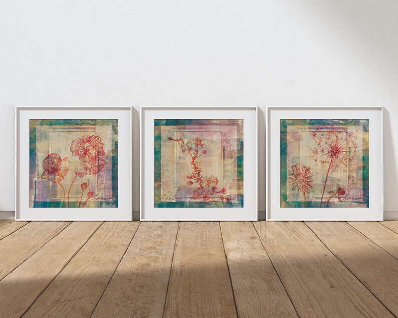 Printable Wall Art Set of 3 Square Highquality Images Etsy