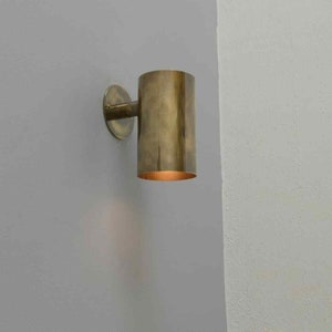 Cylinder Light Wall Sconce in Raw Brass Italian Mid Century Lamp