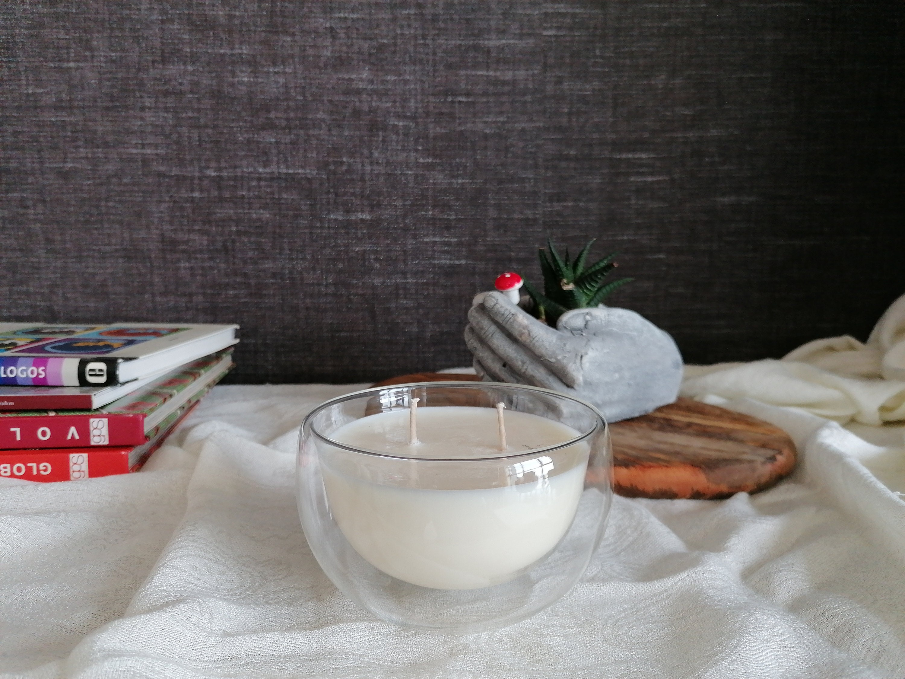 Doublewalled Glass Bowl Handmade Soy Wax Candles Color Options Etsy