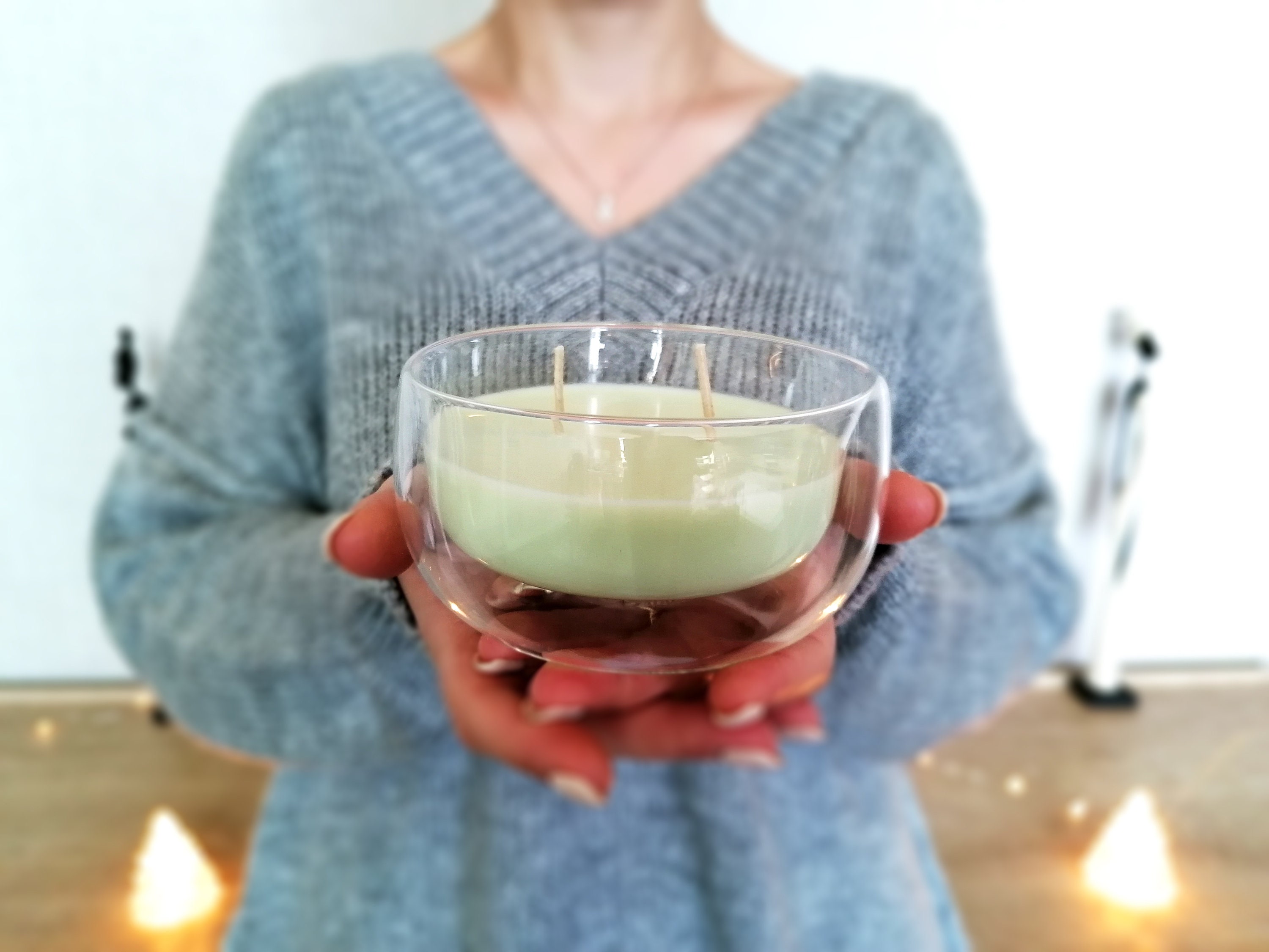 Doublewalled Glass Bowl Handmade Soy Wax Candles Color Options Etsy